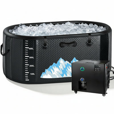 Cold Plunge Tub, 248 Gallon, 1 Horsepower, Heavy-Duty Ice Bath Tub for Athletes with Hot & Cold, Portable Inflatable Plunge Chiller with Water Treatment Kit, Immersion Therapy, Wifi (Black, 1 Set)