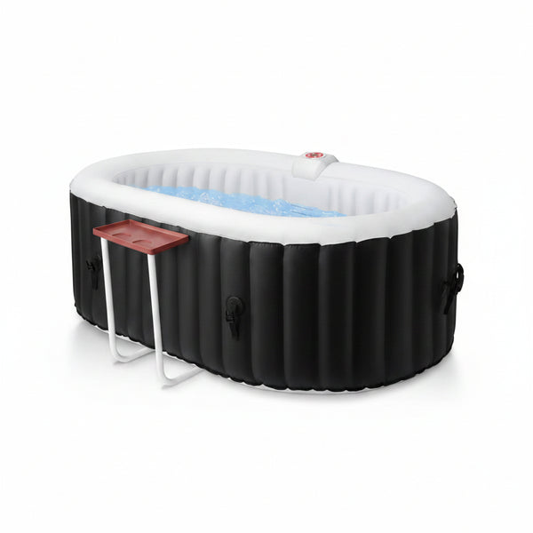 2-Person Inflatable Oval Hot Tub with 90 Bubble Jets, Black