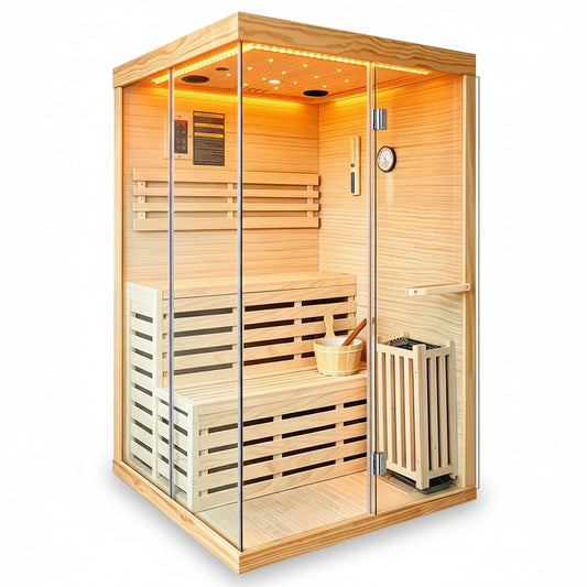 Traditional Steam Sauna,3000W 2-3 Person Indoor Sauna with LED Lights, Waterproof Speakers for Home,Living Room