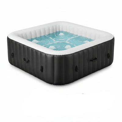 Inflatable Hot Tub, 4-6 Person Blowup Pool Hottub W/130 Air Jets, Heater Pump, Filter Cartridges, Insulated Cover, Ground Cloth, Portable Outdoor Water SPA (71’’X70’’ Rectangular, 4-6 Person)