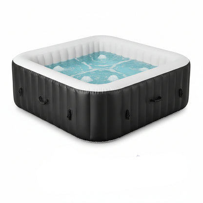 Inflatable Hot Tub, 4-6 Person Blowup Pool Hottub W/130 Air Jets, Heater Pump, Filter Cartridges, Insulated Cover, Ground Cloth, Portable Outdoor Water SPA (71’’X70’’ Rectangular, 4-6 Person)