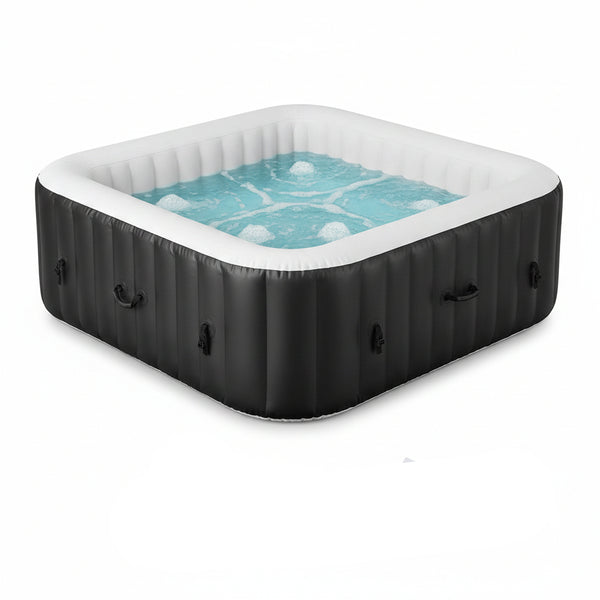 Inflatable Hot Tub, 4-6 Person Blowup Pool Hottub W/130 Air Jets, Heater Pump, Filter Cartridges, Insulated Cover, Ground Cloth, Portable Outdoor Water SPA (71’’X70’’ Rectangular, 4-6 Person)