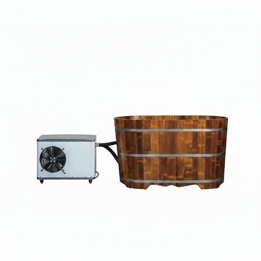 WOODBRIDGE 54" Indoor Cold Plunge Tub W/ 1.3 HP White Chiller – Rapid Cooling & Heating, Ozone Sanitation, Filter Circulation System, Wifi-Enabled & Remote Control via APP, Insulated Tub Cover