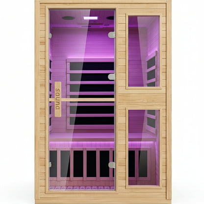2 Person Far Infrared Sauna with Smart APP Control, Canadian Hemlock Wood Indoor Sauna Room, 2000W Low EMF Fast Heating Home Dry Sauna, 7 Color Chromotherapy, Bluetooth Speakers for Relaxation
