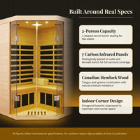 2-Person Corner Far Infrared Sauna Room - Hemlock Wood, Deluxe Transparent Glass Front, Large Capacity Home Sauna — Results & Stats